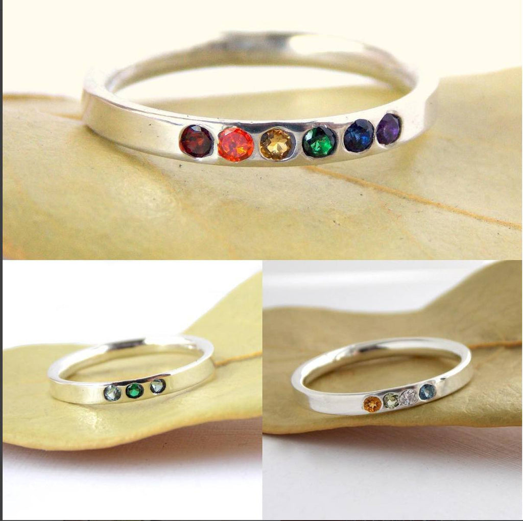 Multi-stone Inside Out Ring - Sterling Silver