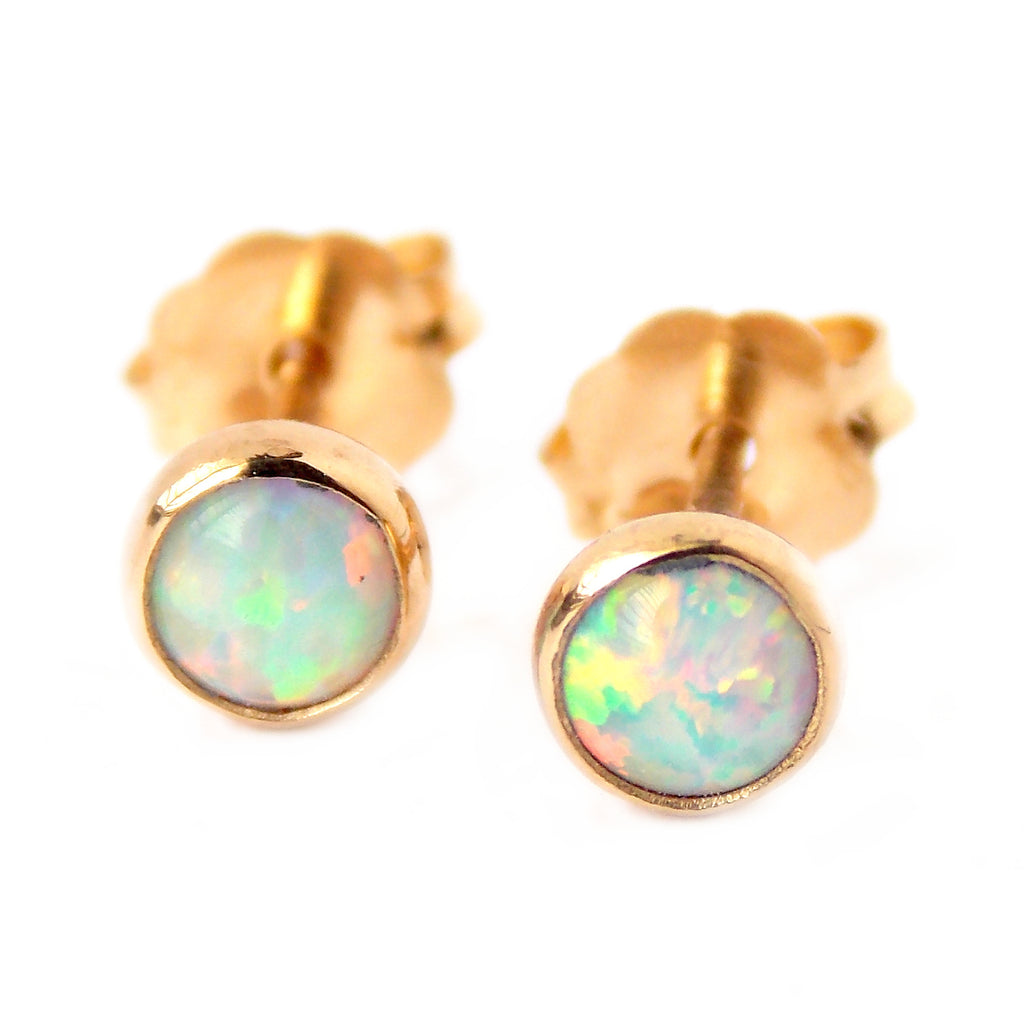Opal Stud Earrings - Sterling Silver or Gold-filled - Rito Originals - 2