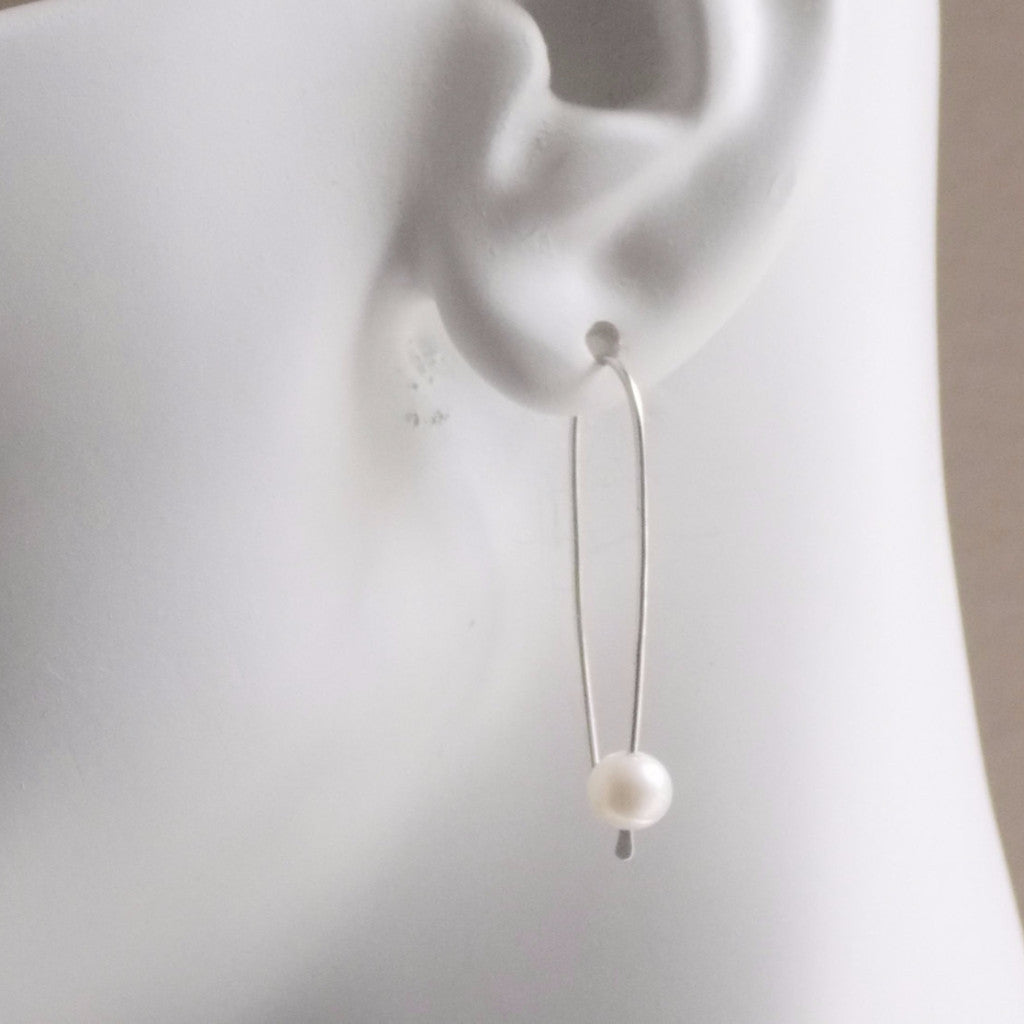 Sterling Silver Freshwater Pearl Pendulum Earrings - Rito Originals - 4