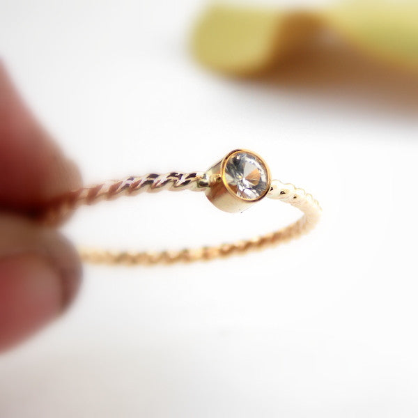 Gold-filled Rope Birthstone Ring: 14K Yellow Gold-filled - Rito Originals - 3