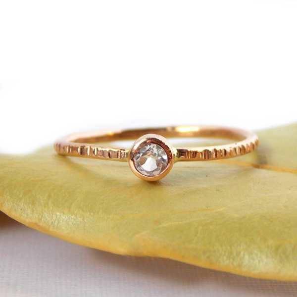 Hatched Rose Gold-filled Birthstone Ring - Rito Originals - 1