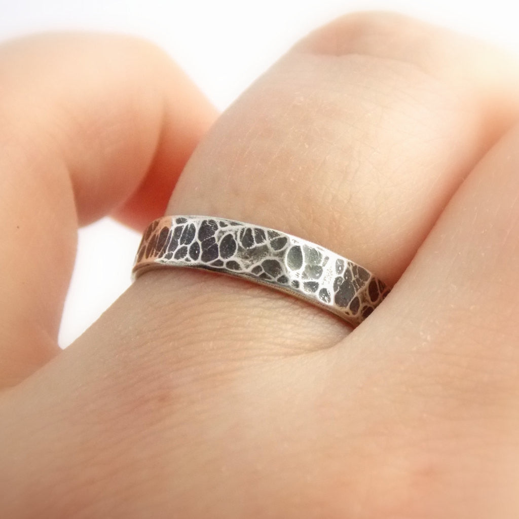 Oxidized Hammer Textured Ring - Sterling Silver - Rito Originals - 1