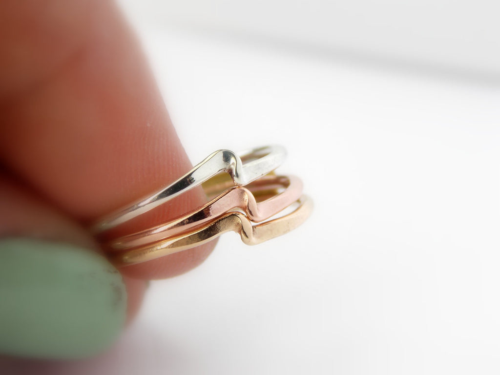 Set of 3 Twister Stacking Rings - 14K Gold-filled or Sterling Silver - Rito Originals - 4