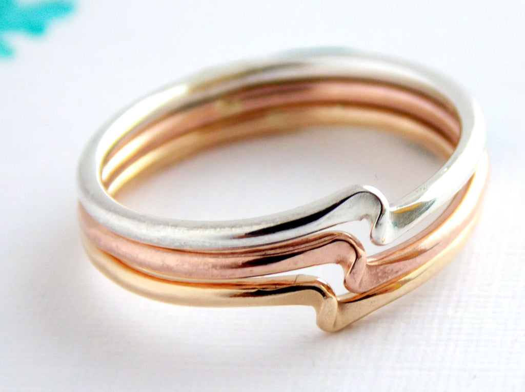 Twister Stacking Ring - 14K Gold-filled and Sterling Silver - Rito Originals - 4