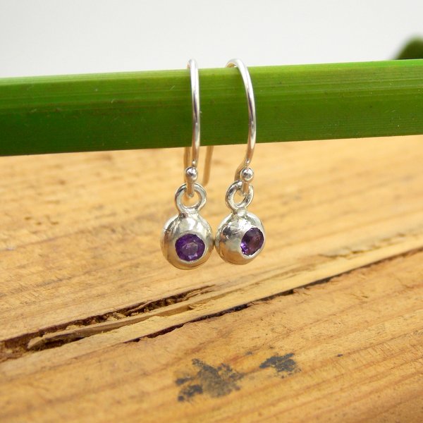 Simple Birthstone Drop Earrings