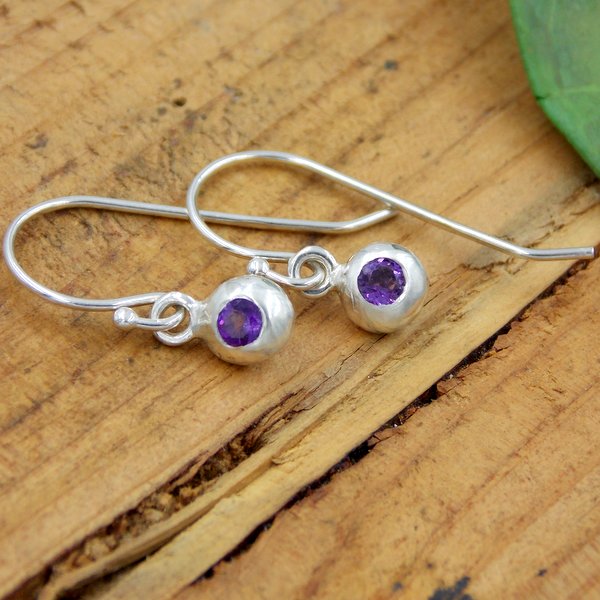 Pebble Drop Birthstone Earrings