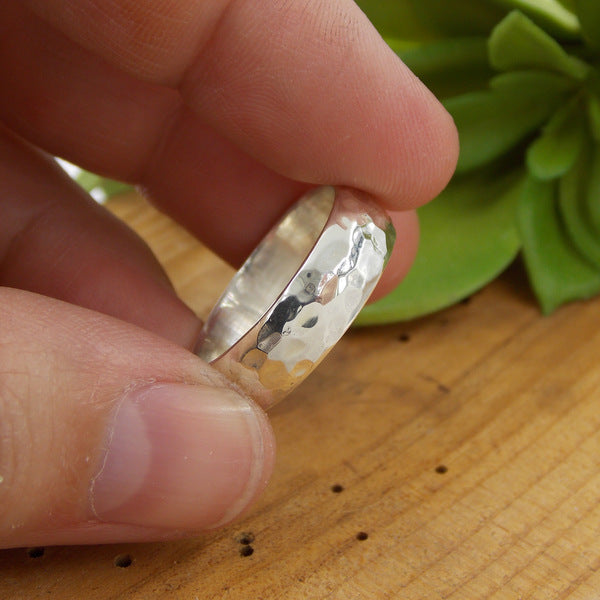 6mm Band in Hammered Palladium and Sterling Silver