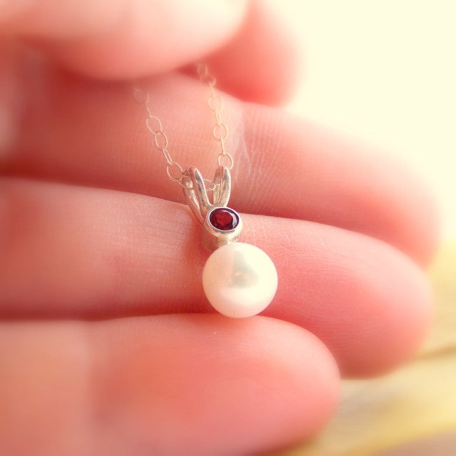 Necklaces - Birthstone Pearl Pendant- Sterling Silver