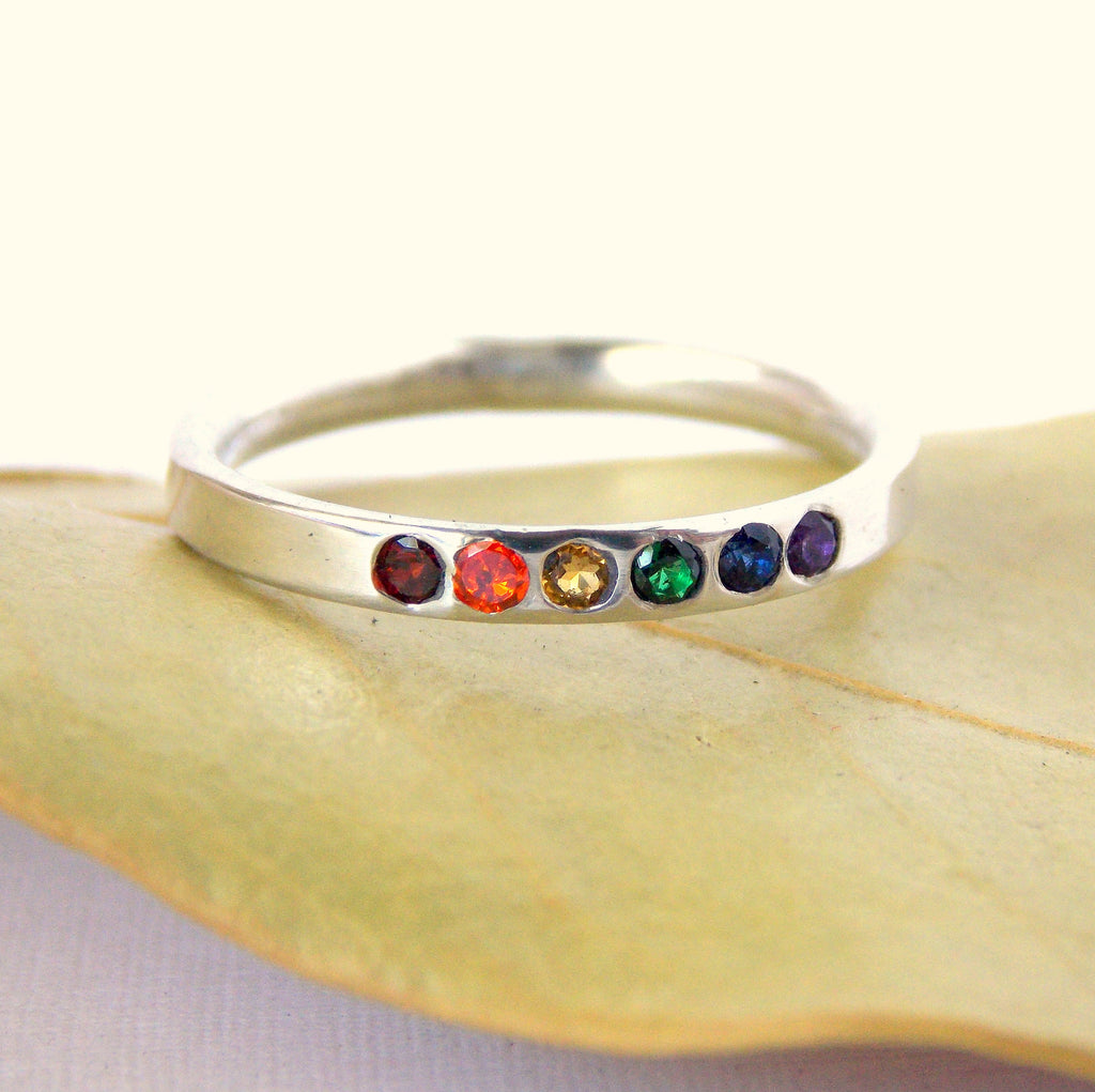 Multi-stone Inside Out Ring - Sterling Silver