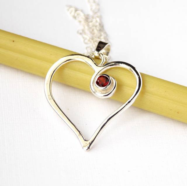 Necklaces - 'Always In My Heart' Birthstone Necklace - Sterling Silver