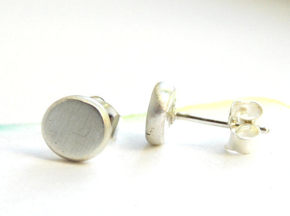 Disc Nugget Stud Earrings - Sterling Silver - Rito Originals