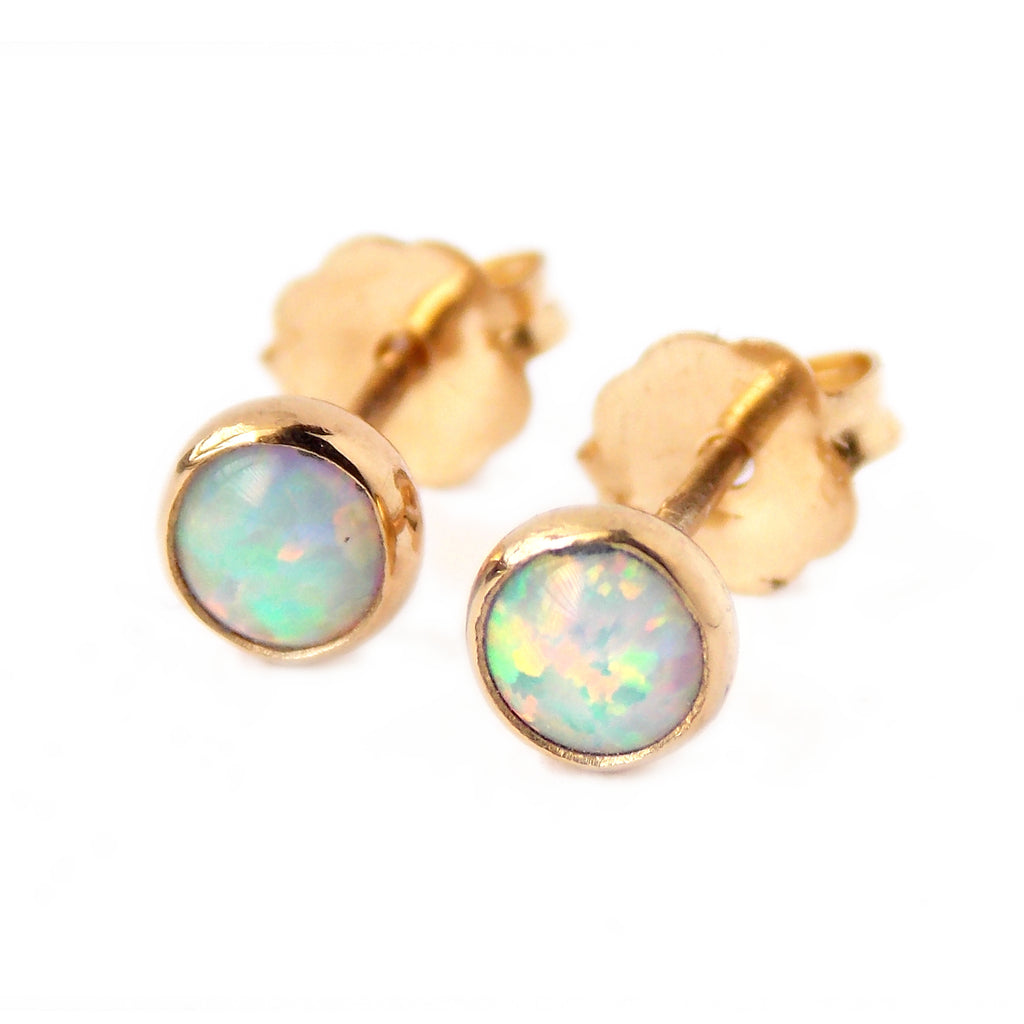 Opal Stud Earrings - Sterling Silver or Gold-filled - Rito Originals - 1