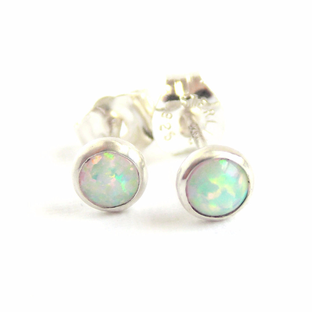 Opal Stud Earrings - Sterling Silver or Gold-filled - Rito Originals