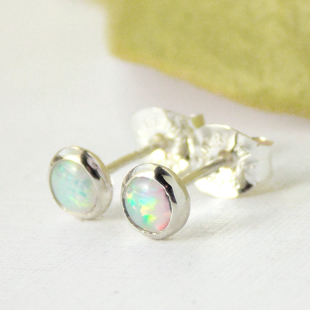 Opal Stud Earrings - Sterling Silver or Gold-filled - Rito Originals - 4