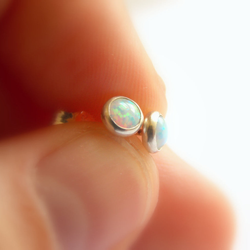 Opal Stud Earrings - Sterling Silver or Gold-filled - Rito Originals - 5