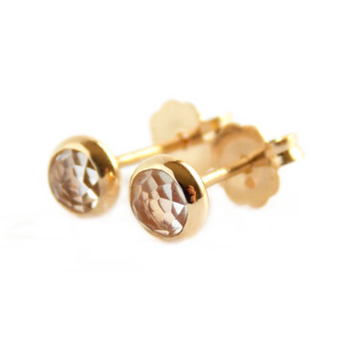 Rose Cut Stud Earrings 14K Yellow GoldFilled Rito Originals
