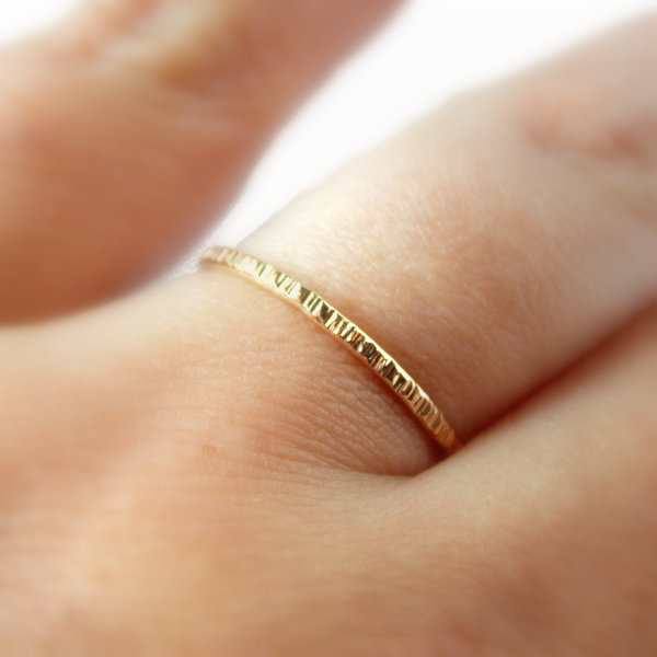 Gold-filled Hatched Stacking Ring - Sterling Silver or Gold-filled - Rito Originals - 5