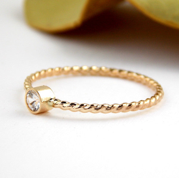 Gold-filled Rope Birthstone Ring: 14K Yellow Gold-filled - Rito Originals - 2