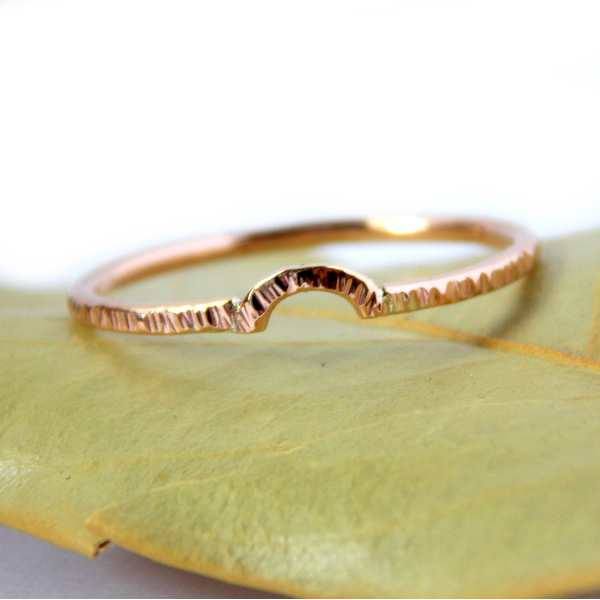 Gold Hatched Curved Stacking Band - Rito Originals - 2