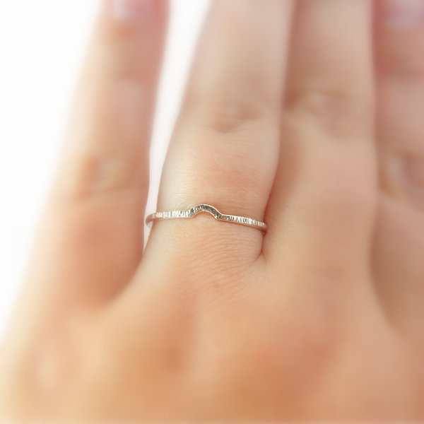 Hatched Curved Stacking Ring - Sterling Silver | Rito Originals