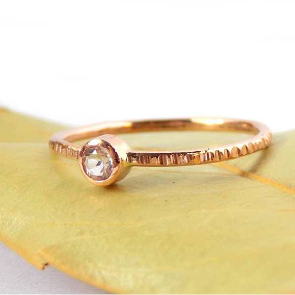 Hatched Rose Gold-filled Birthstone Ring - Rito Originals - 2
