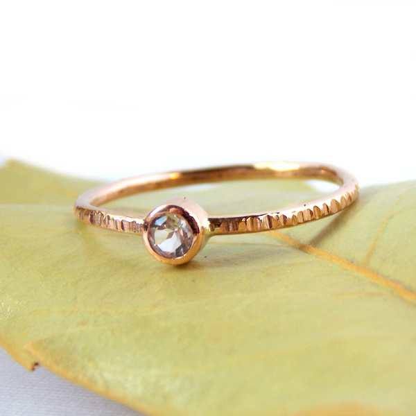 Hatched Rose Gold-filled Birthstone Ring - Rito Originals - 3