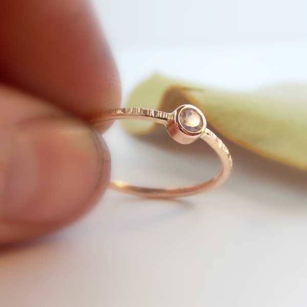 Hatched Rose Gold-filled Birthstone Ring - Rito Originals - 4