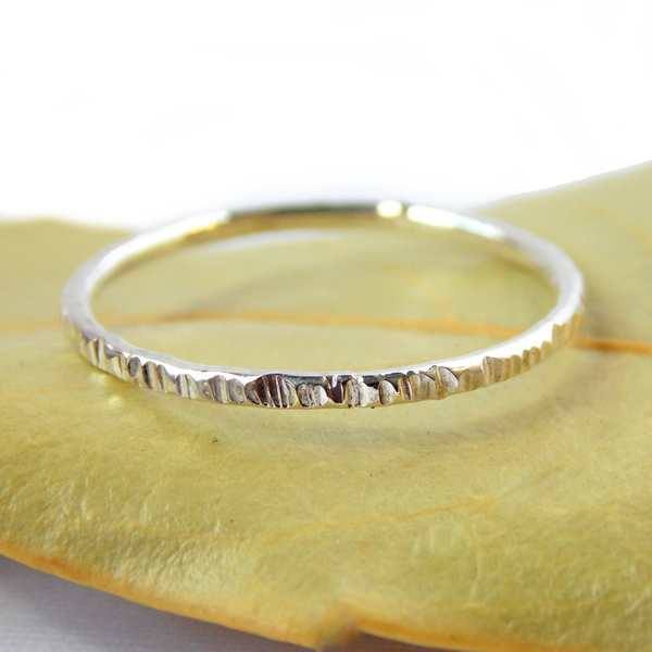 Hatched Stacking Ring - Sterling Silver or Gold-filled - Rito Originals - 1