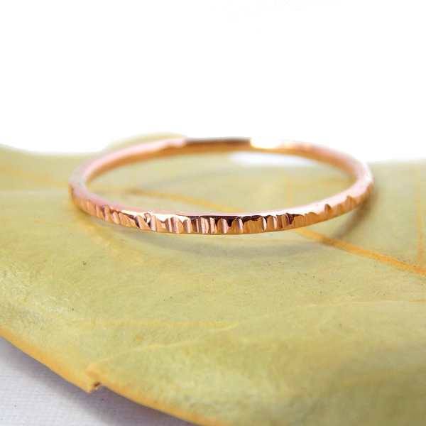 Hatched Stacking Ring - Sterling Silver or Gold-filled - Rito Originals - 2