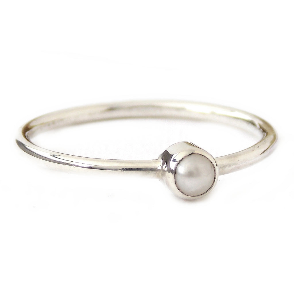 Mini White Freshwater Pearl Ring - Sterling Silver - Rito Originals - 2