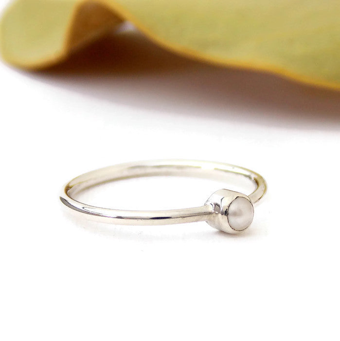 Mini White Freshwater Pearl Ring - Sterling Silver - Rito Originals