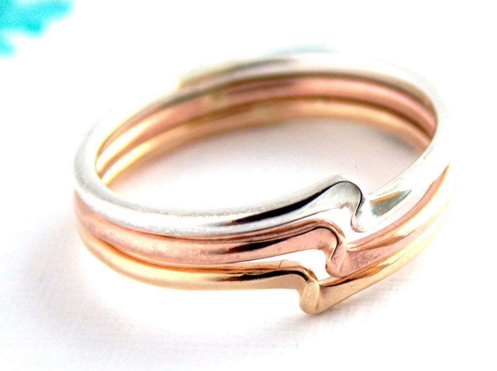 Set of 3 Twister Stacking Rings - 14K Gold-filled or Sterling Silver - Rito Originals - 1