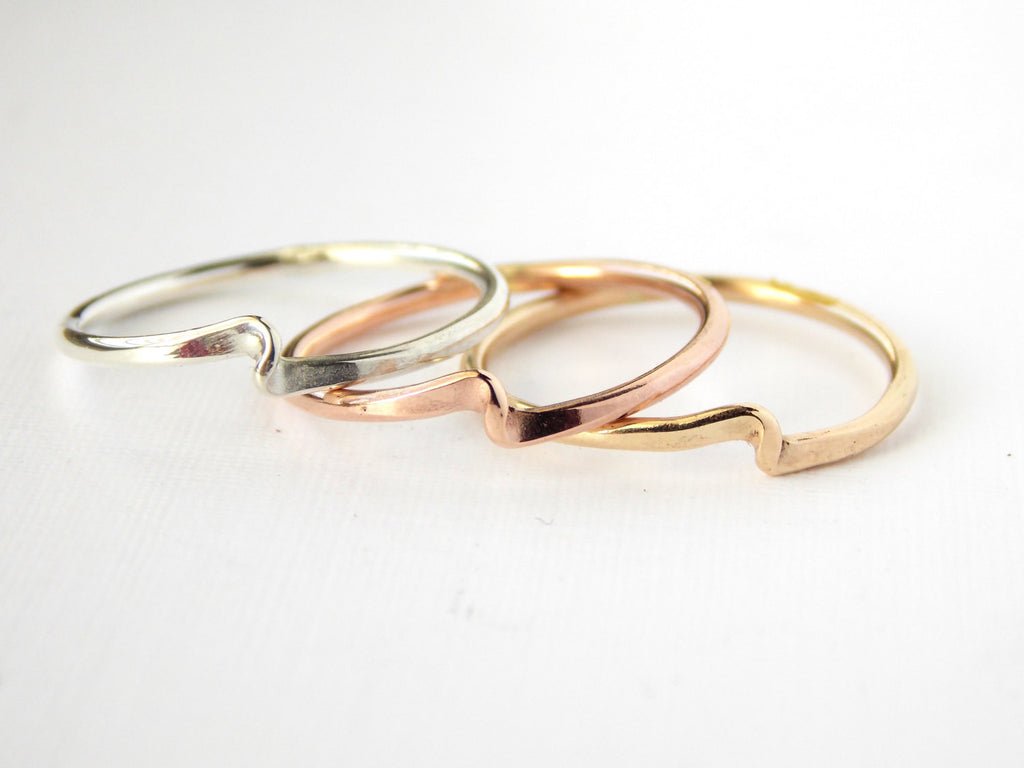 Set of 3 Twister Stacking Rings - 14K Gold-filled or Sterling Silver - Rito Originals - 3