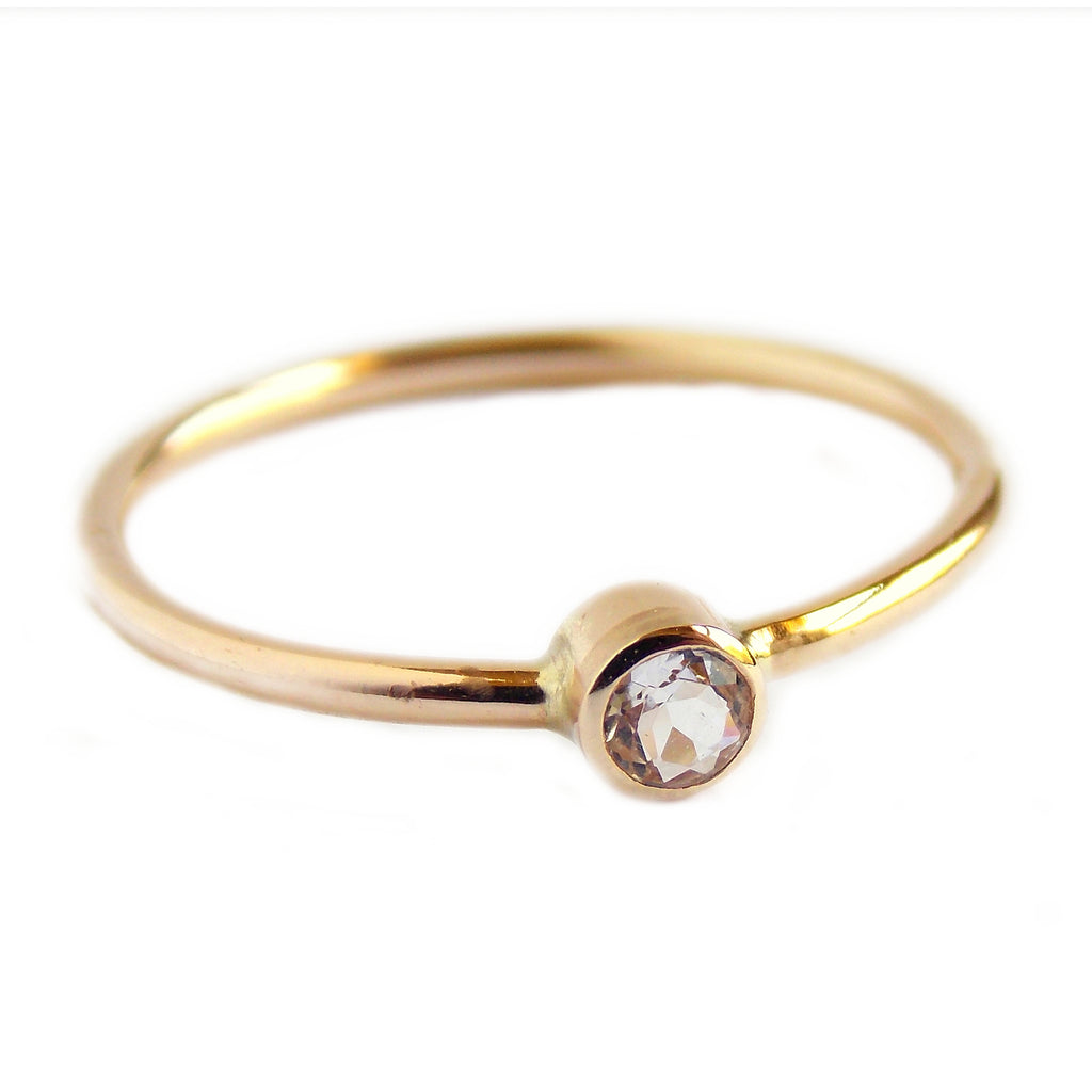 Simple White Sapphire Stacking Ring - 14K Yellow Gold-filled - Rito Originals - 1