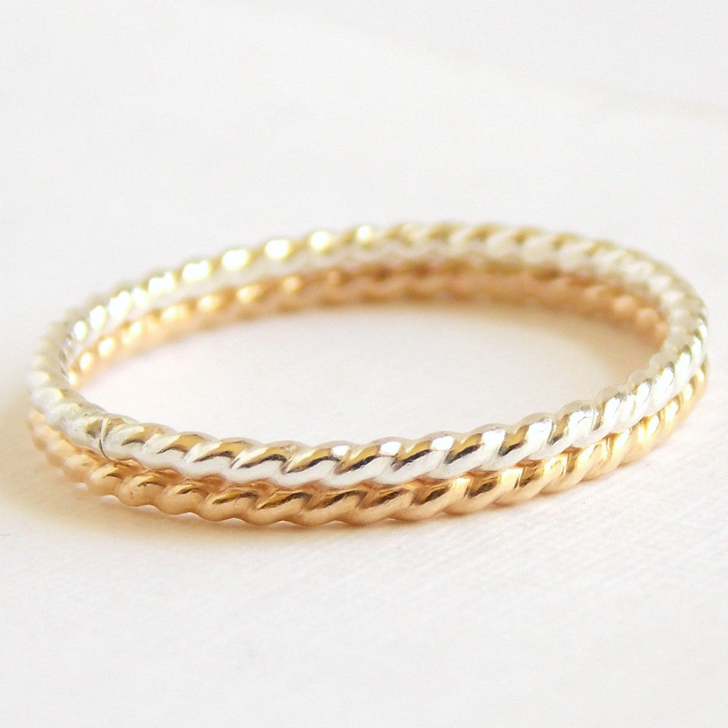 Rings - Sterling Silver Twisted Rope Stacking Ring