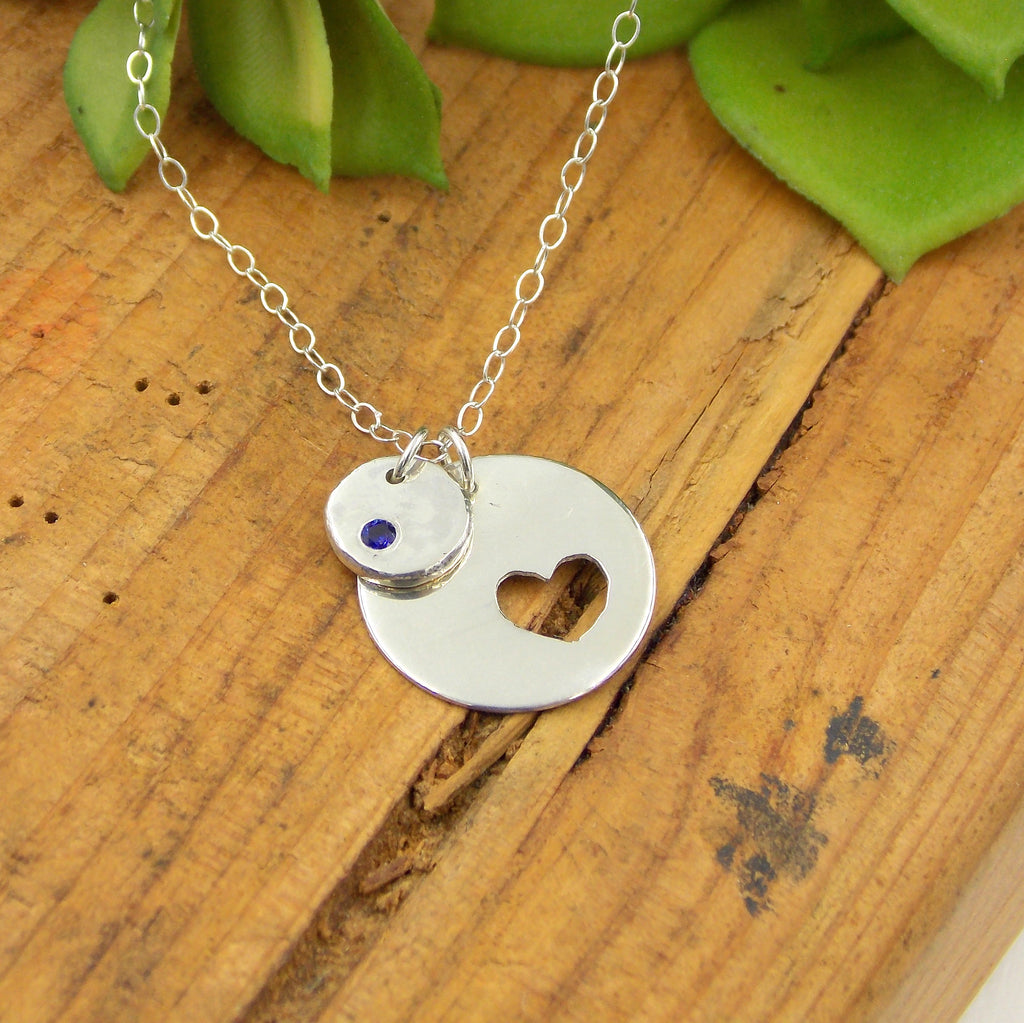Necklaces - Mother's Heart Pendant With Birthstone - Sterling Silver