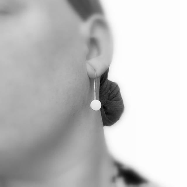 Earrings - Small Sterling Silver Disc Pendulum Earrings