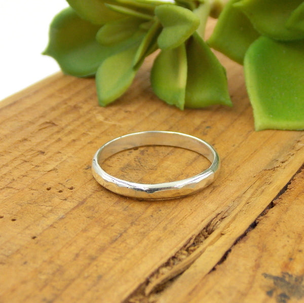 Hammered Domed Band: Sterling Silver Ring